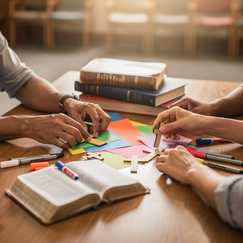 Open Bible Baptist Church community members engaged in fellowship and group bible study in Colorado Springs